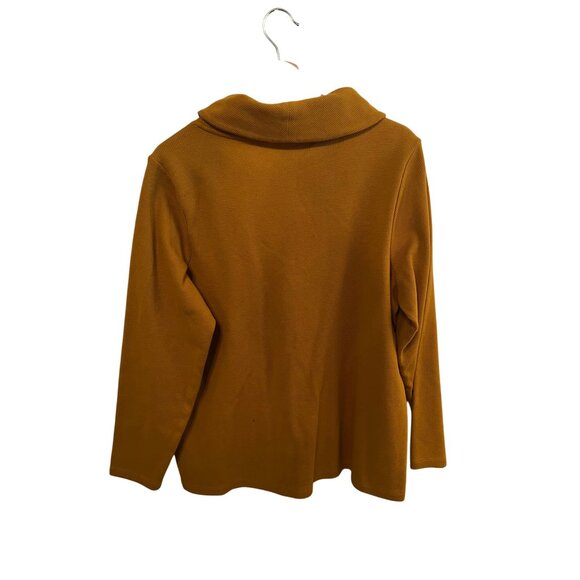 D&Co Essentials Mustard Yellow Long Sleeve Ribbed Cowl Neck Top Women's Size XL - Picture 5 of 5